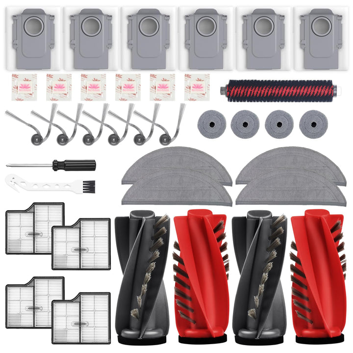 37 Stück für Roborock Saros 10 Reinigungszubehör, inkl. 6 Flach-Duftstein, 4 Hauptbürsten, 6 Staubbe
