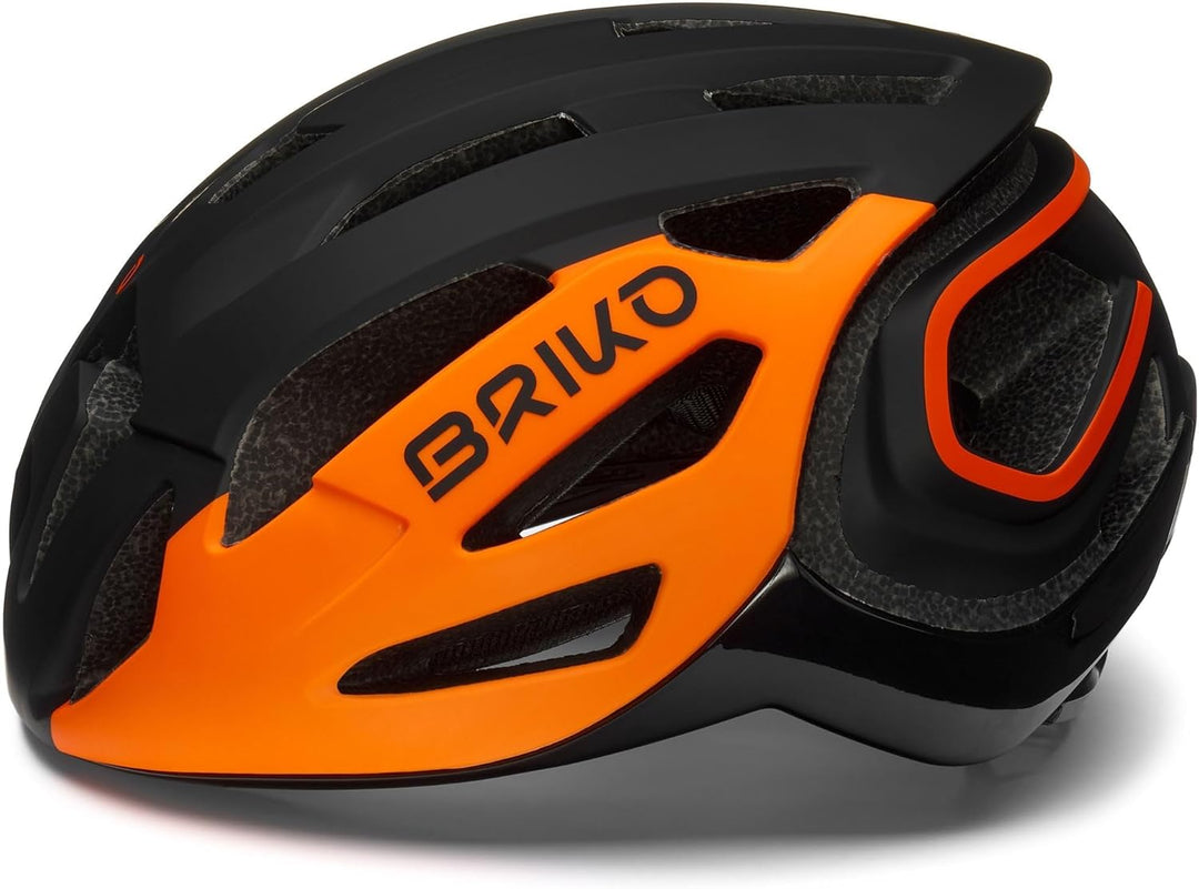 Briko Unisex – Erwachsene Blaze Helmet, Matt Black-Orange, M