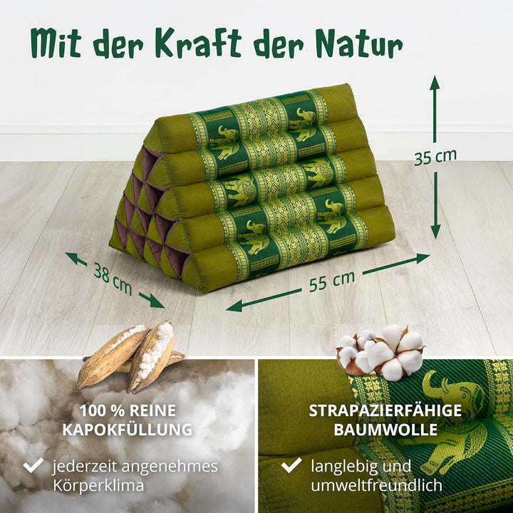livasia Rückenstützkissen extrahoch mit Thaiseide - 38x55x35cm - Dreieckskissen für Garten/Balkon, K