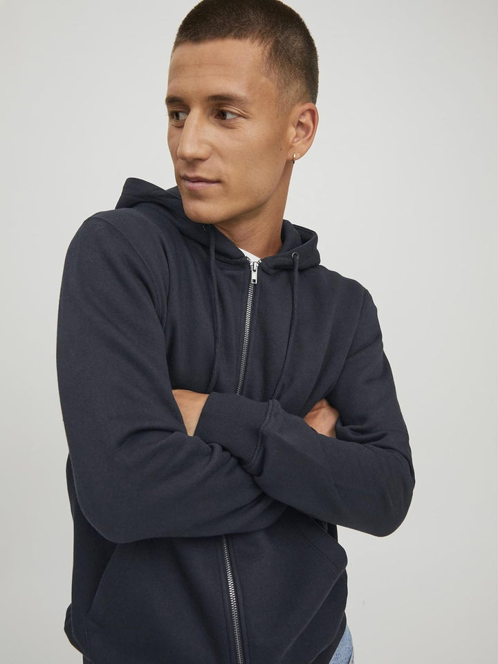 JACK & JONES Male Kapuzenpullover mit Reissverschluss Einfarbig Kapuzenpullover mit Reissverschluss