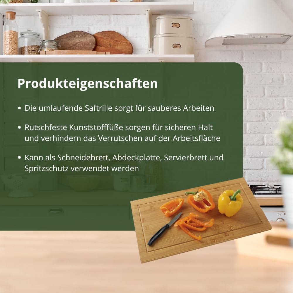 HeRo24 Herd Abdeckplatte Schneidbretter Bambus 2 Stück 50 x 28cm …