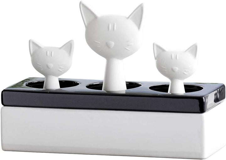 Wenko 52608100 Luftbefeuchter Katzenfamilie - Keramik-Verdunster, 22 x 15.5 x 8.5 cm, weiss-schwarz