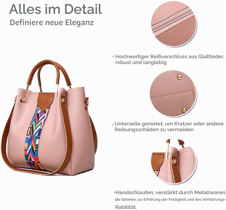 NICOLE &amp; DORIS Damen Handtaschen Umhängetaschen 4 Stück Handtaschen für Damen Top-Griffe Schultertas