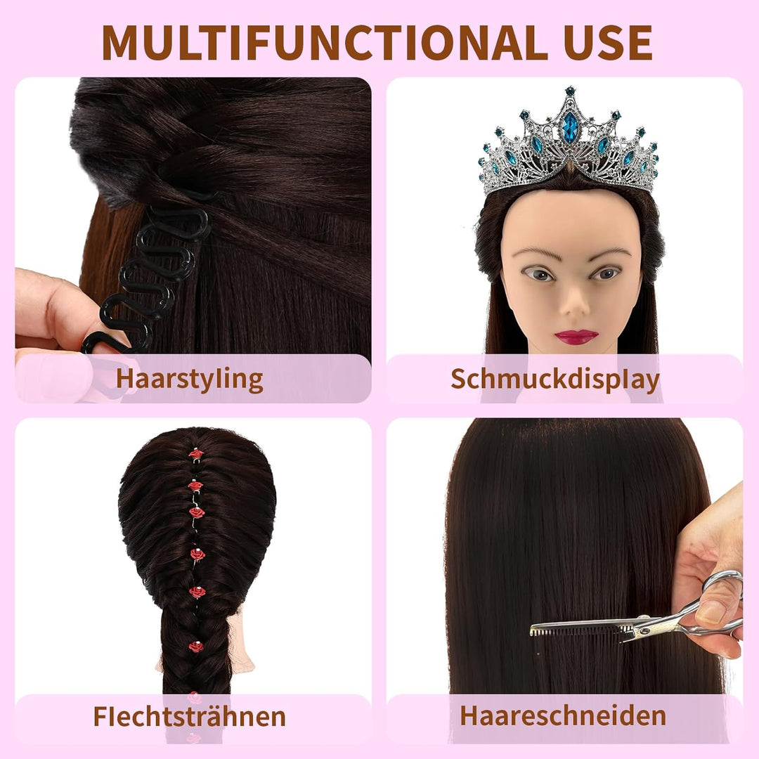 28" Frisierkopf Mit Synthetikfaser-Haar Trainingsköpfe Für Friseure Für Flecht Schneide Styling Übun
