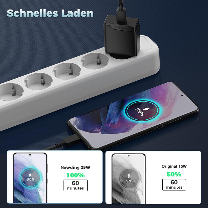 2er 25W USB-C Schnellladegerät Ladekabel Kompatibel mit Samsung Galaxy S25 5g S24 S23 S22 S21 S20 Ul