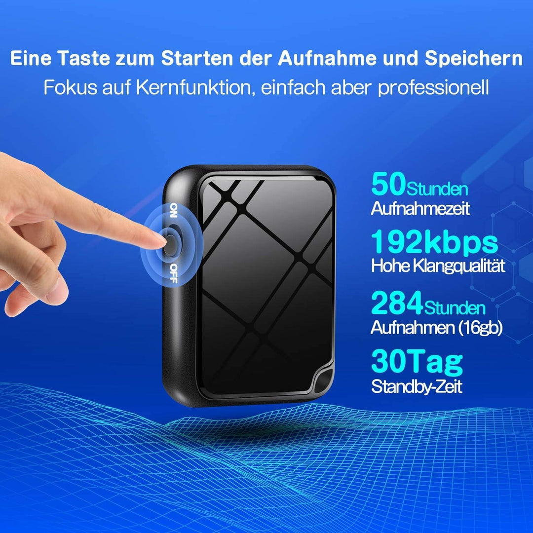 Mini Diktiergerät, TDW Mini Aufnahmegerät 16GB Diktiergerät mit Mikrofon Stimmenaktivierung Klein Ab