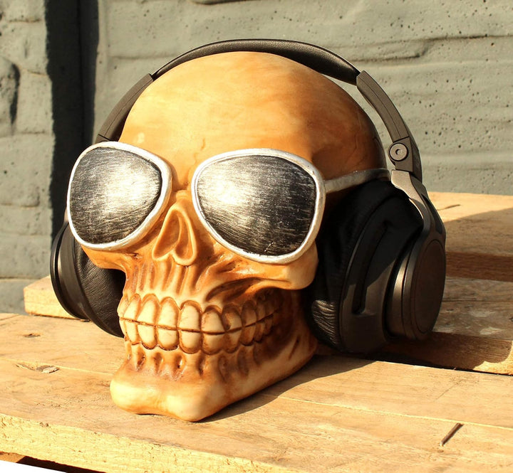 White Label Crazy Heads Cool Skull Totenkopf mit Sonnenbrille Kopfhörerständer Headset Halter Stände