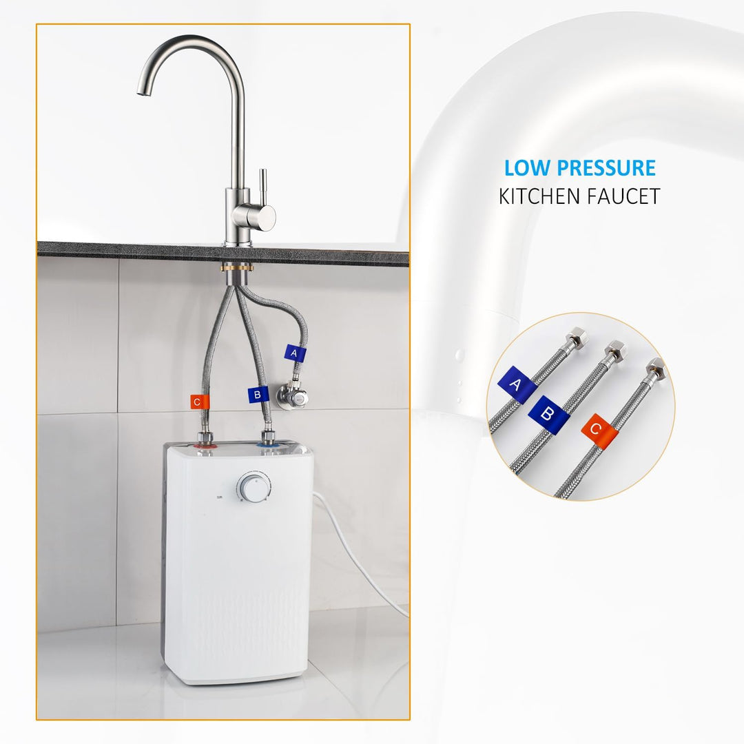 Niederdruckarmatur Küche 360° Drehbar Niederdruck Küchenarmatur aus SUS304 Edelstahl Küche Spültisch