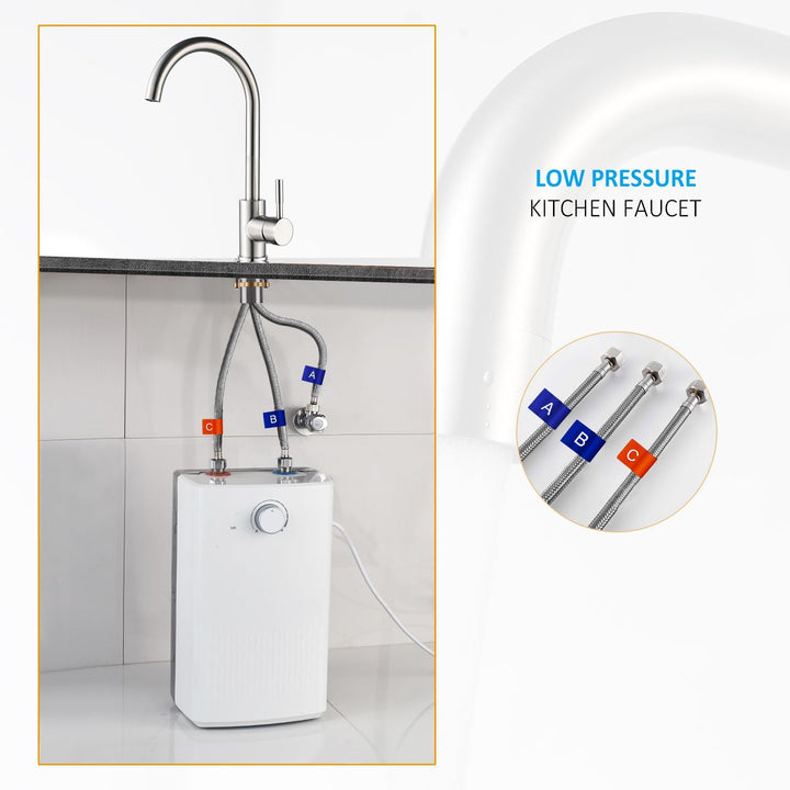 Niederdruckarmatur Küche 360° Drehbar Niederdruck Küchenarmatur aus SUS304 Edelstahl Küche Spültisch