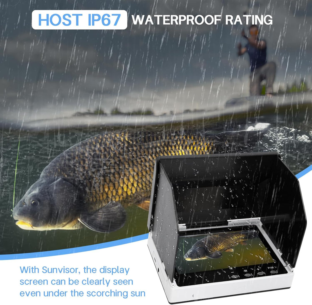 Unterwasserkamera Angeln, Fishfinder, IP67 Wasserdichter Tragbarer Fischfinder mit 5 Zoll IPS Displa