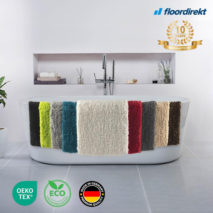 Floordirekt Badematte Sky - Badezimmerteppich - Weicher, dichter Hochflor - Rutschhemmend & Schnell