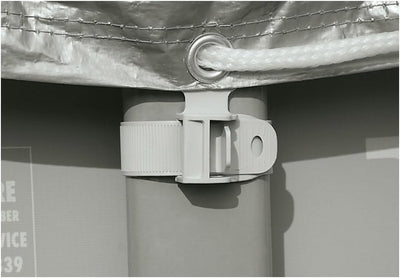 Intex Sicherheitsleiter 28077, für Pools von 132 cm Höhe, grau & Deluxe Pool Cover - Poolabdeckplane