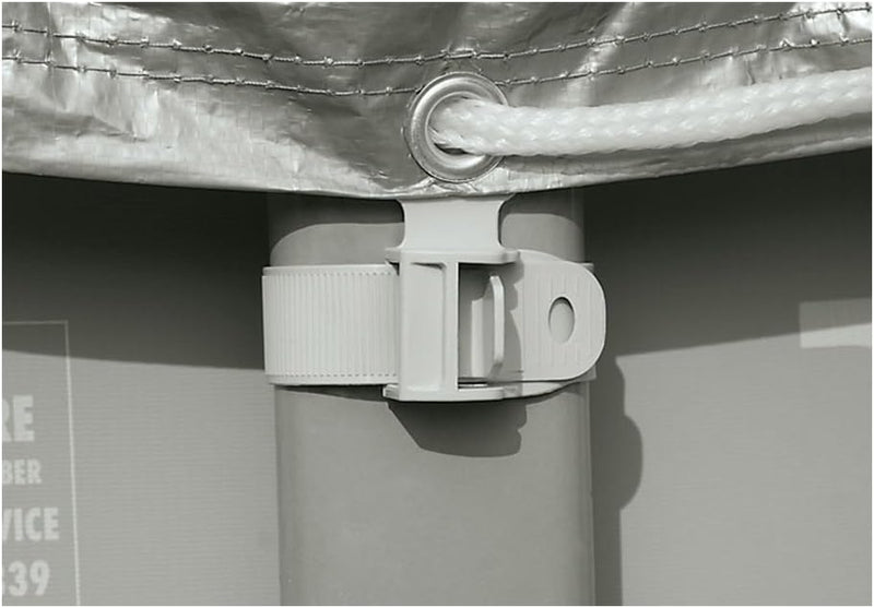 Intex Sicherheitsleiter 28077, für Pools von 132 cm Höhe, grau & Deluxe Pool Cover - Poolabdeckplane