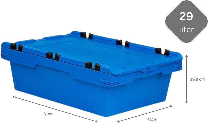 PROREGAL Conical Mehrweg-Stapelbehälter mit Krokodildeckel Blau | HxBxT 19,9x41x61cm | 29 Liter | La