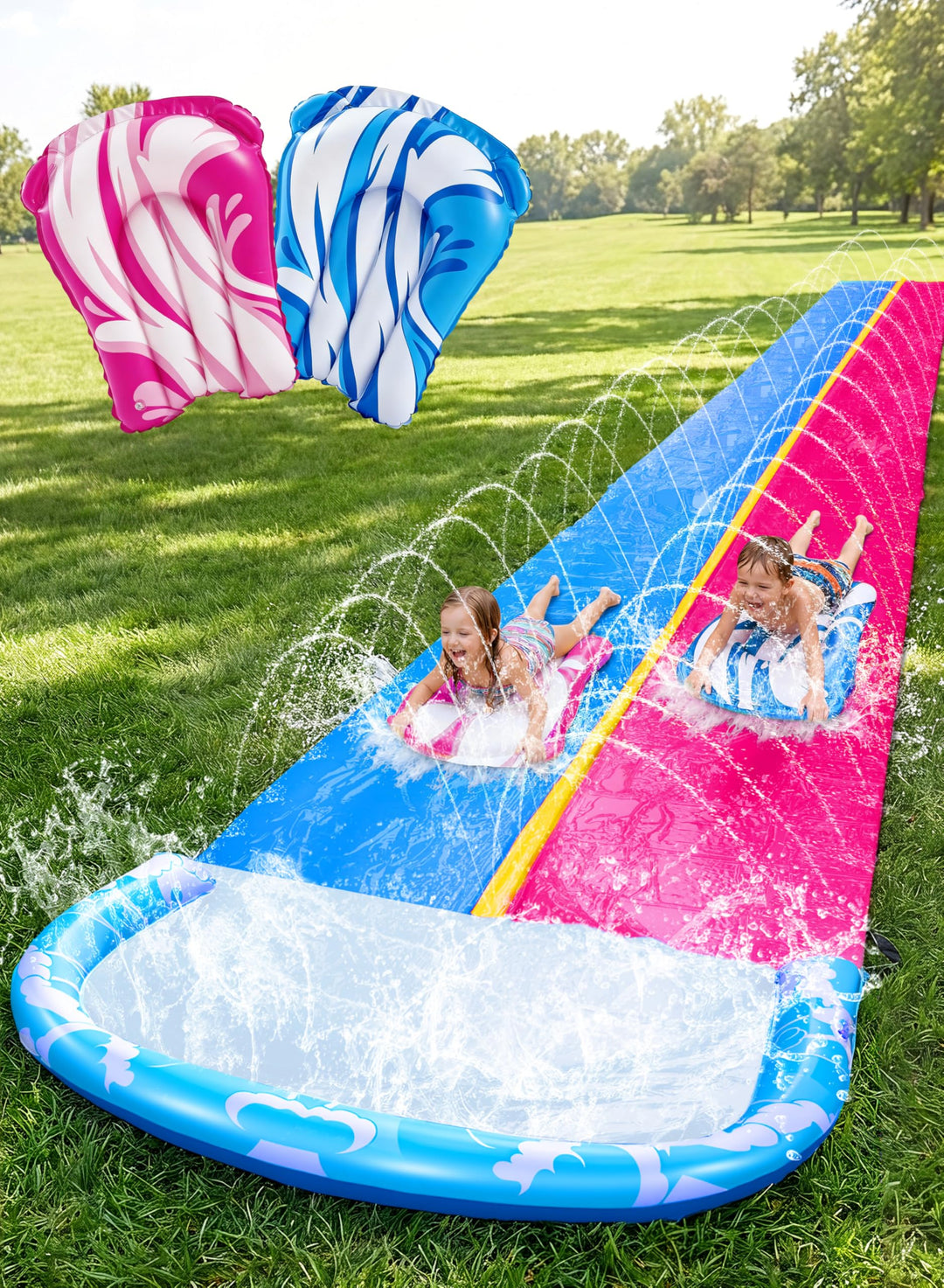 JOYIN 22,5ft/685.8cm Wasserrutsche und 2 Bodyboards, Garten-Wasserrutsche Sommer-Rutsch-Wasserrutsch