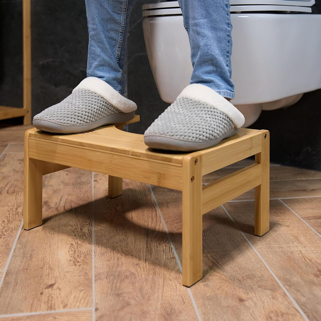 Relaxdays Toilettenhocker, Stuhlgang Unterstützung, WC Hocker für Erwachsene, Bambus, H x B x T: 21