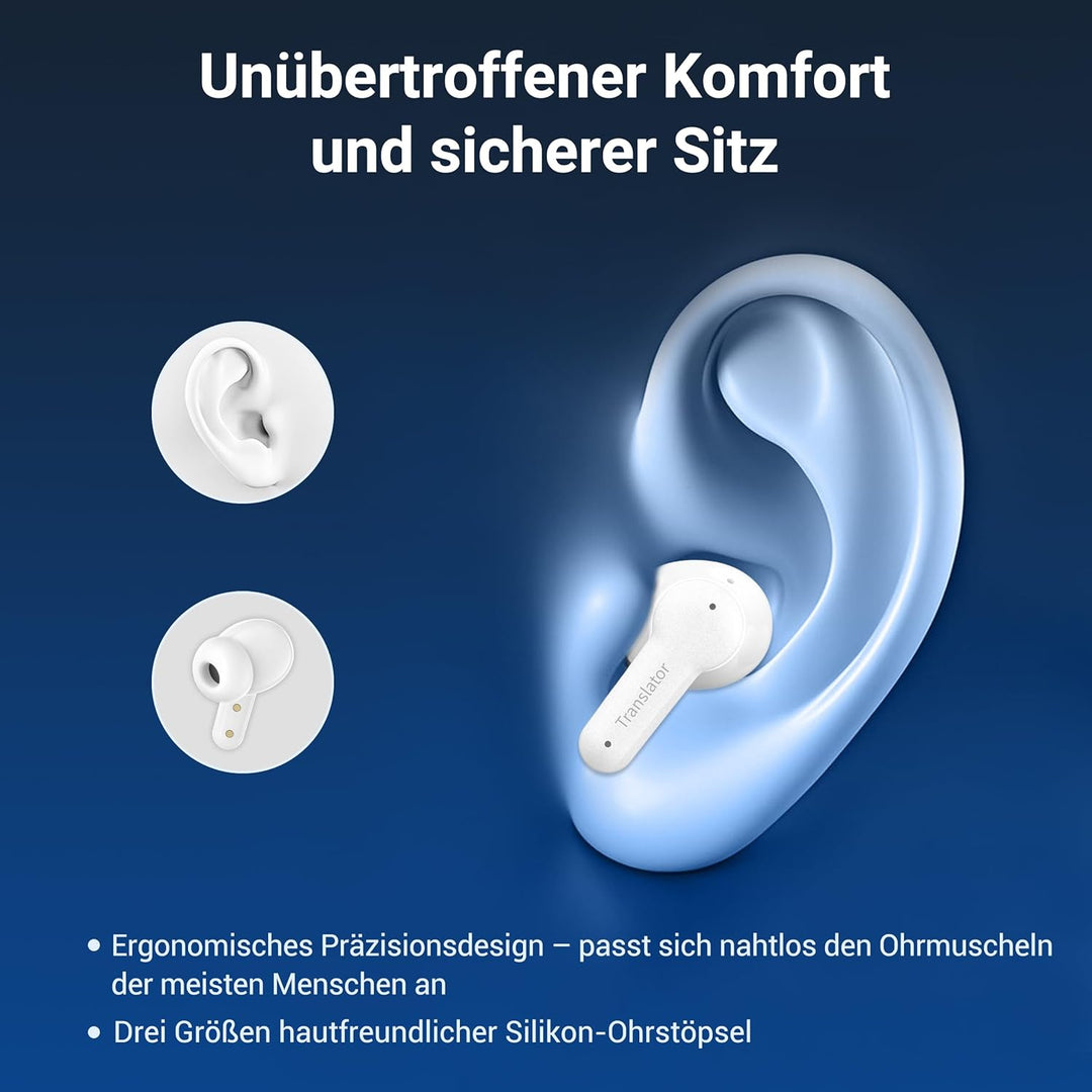 M3 KI Übersetzer Kopfhörer, 3-in-1 Echtzeit Sprachübersetzer mit 164 Online & 11 Offline Sprachen, A