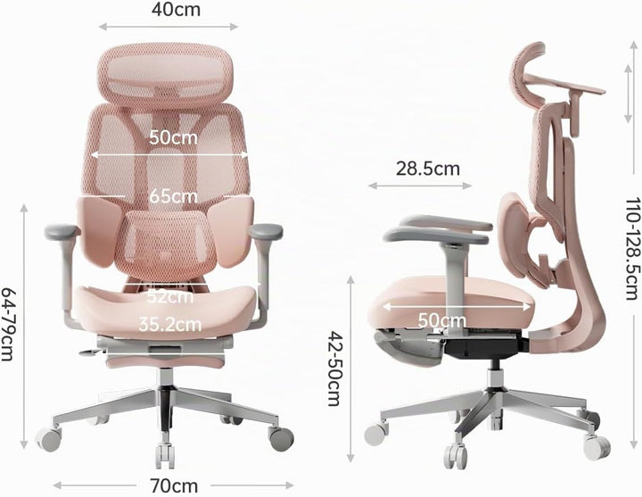 Hbada E3 Air Ergonomischer Bürostuhl - 3-Zonen Lordosenstütze, 4D Kopfstütze, 4D Armlehnen, Schreibt