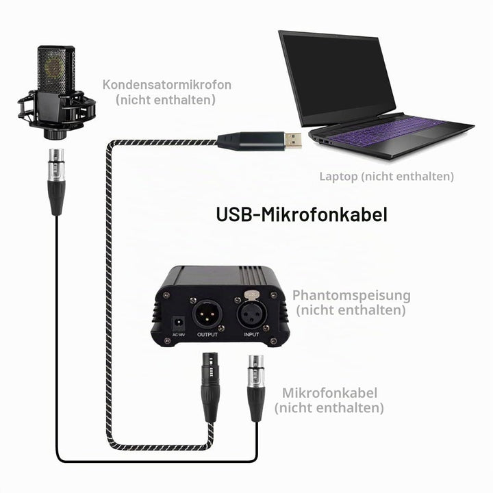 USB-Mikrofonkabel 3m,XLR-auf-USB-Kabel,USB-Stecker auf XLR-Buchse,Mikrofon-Verbindungskabel-Adapter