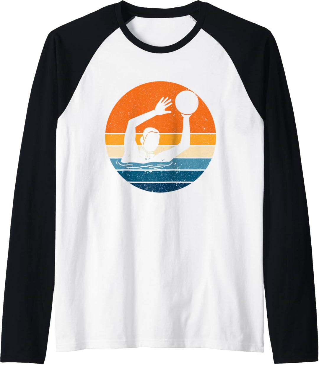 Wasserball-Sport-Retro-Vintage-Sonnenuntergang-Wasserball-Sp Raglan