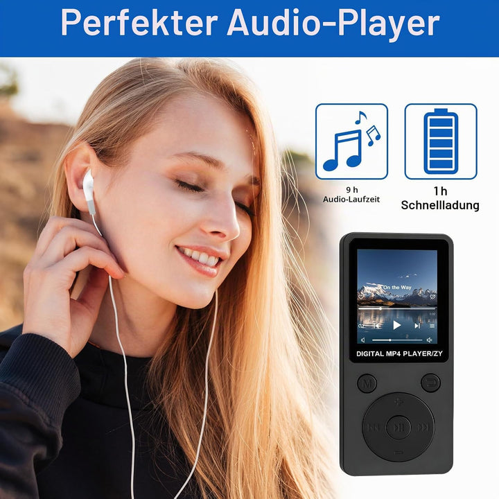 MP3 Player Bluetooth 5.3 32GB, Tragbarer Musikplayer mit Lautsprecher
