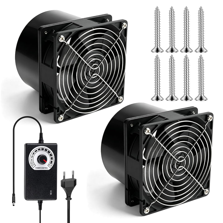 DC12V Rohrventilator 100mm Abluftventilator mit Geschwindigkeitsregler, leiser Axiallüfter Abluftven