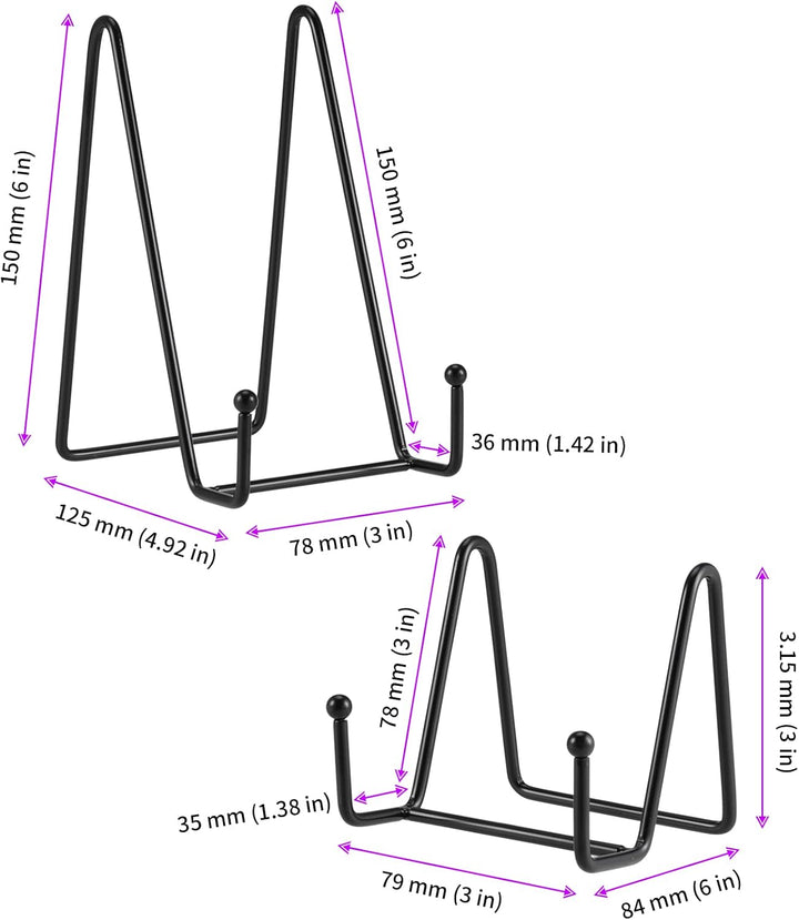 8 Stück Tellerständer Metall Schwarz, 8 cm und 15 cm Eisen Staffelei Aufsteller Display Ständer Meta