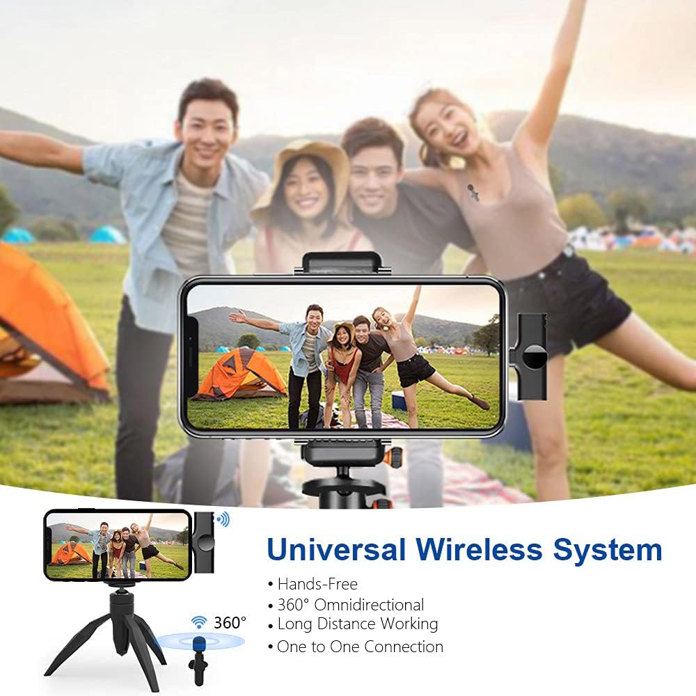 Handy Mikrofon für iPhone/iPad/Android/Laptop, Plug-Play Lavalier Mikrofon Wireless Microphone Anste