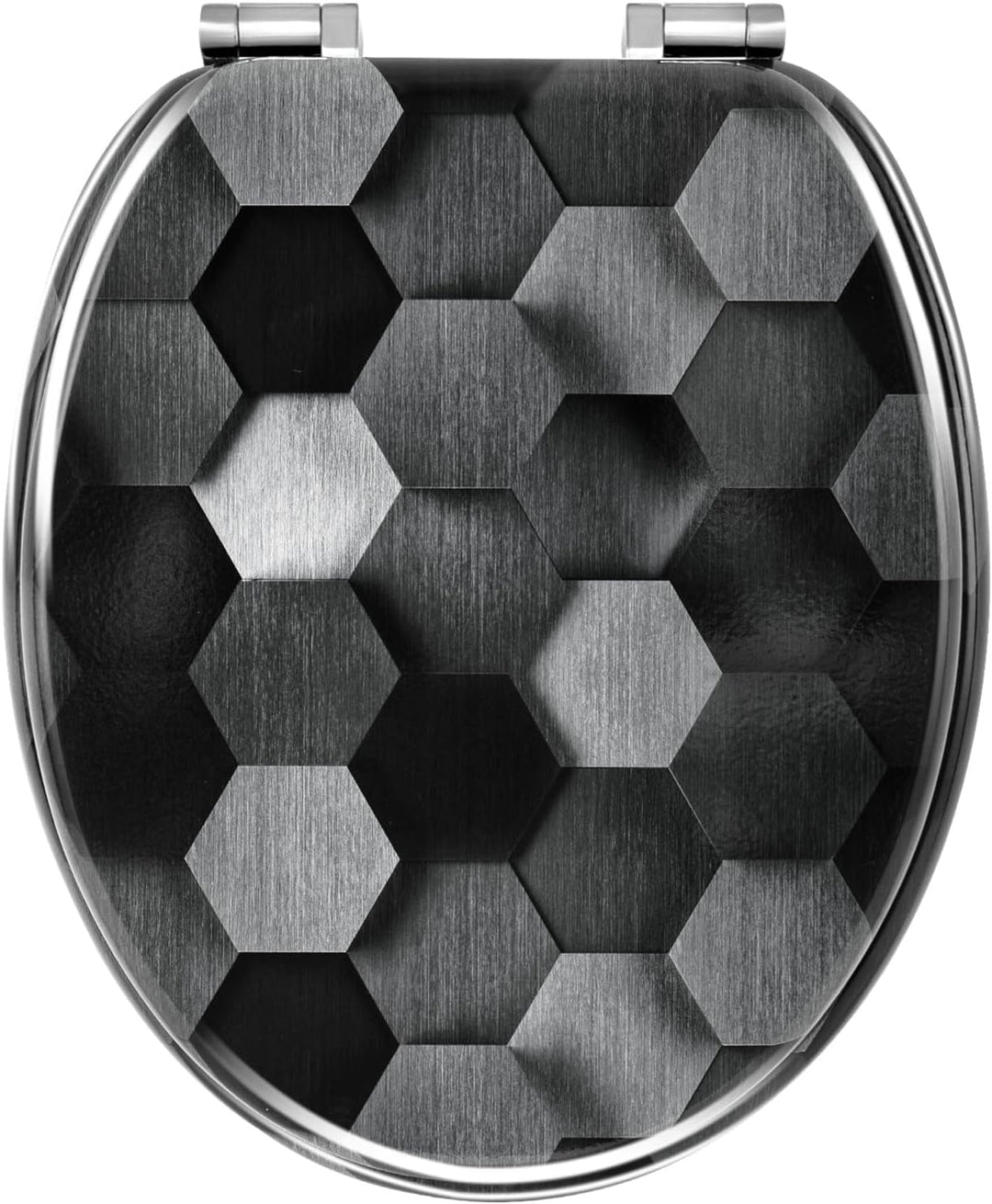 WOLTU Toilettendeckel mit Absenkautomatik, WC Sitz O Form MDF, Klodeckel mit Motiv, Klobrille Toilet