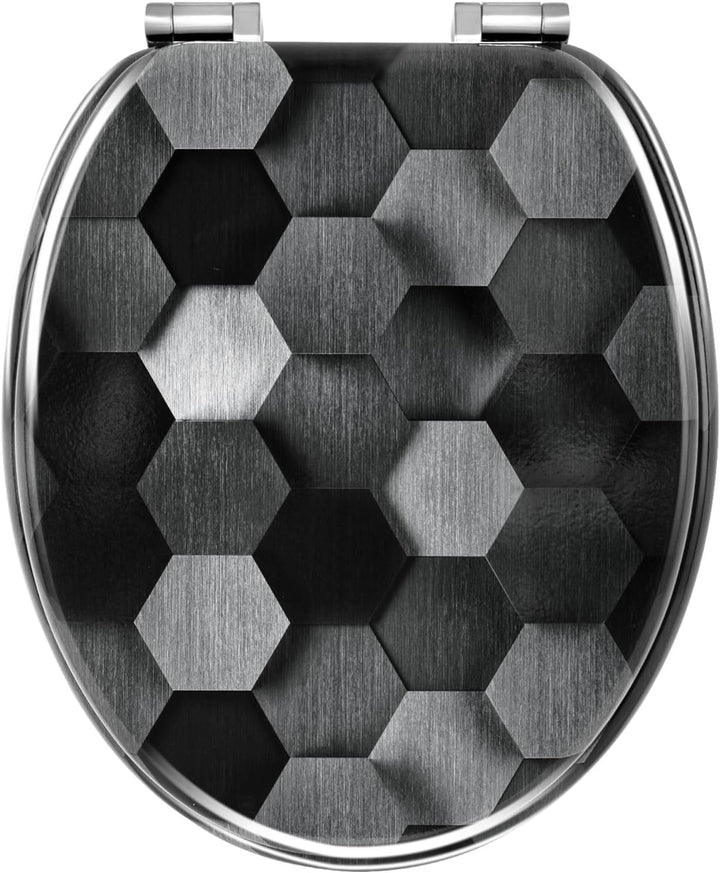 WOLTU Toilettendeckel mit Absenkautomatik, WC Sitz O Form MDF, Klodeckel mit Motiv, Klobrille Toilet