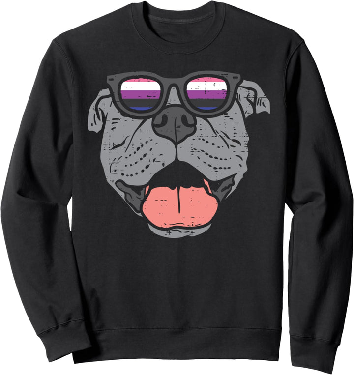 Pitbull Dog LGBTQ Genderfluid Flag Non-Binary Dog Lover Sweatshirt