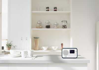 Sangean DAB+ Kofferradio DPR-76 UKW wiederaufladbar Weiss, Blau