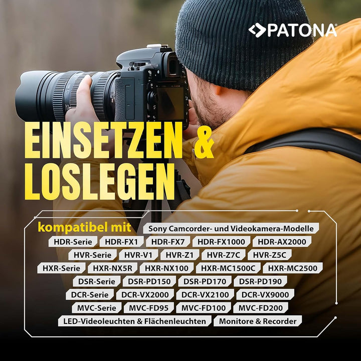 PATONA NP-F970 Akku 6600mAh Ersatzakku kompatibel mit Sony Camcorder, LED Indikatoren Beleuchtung Vi