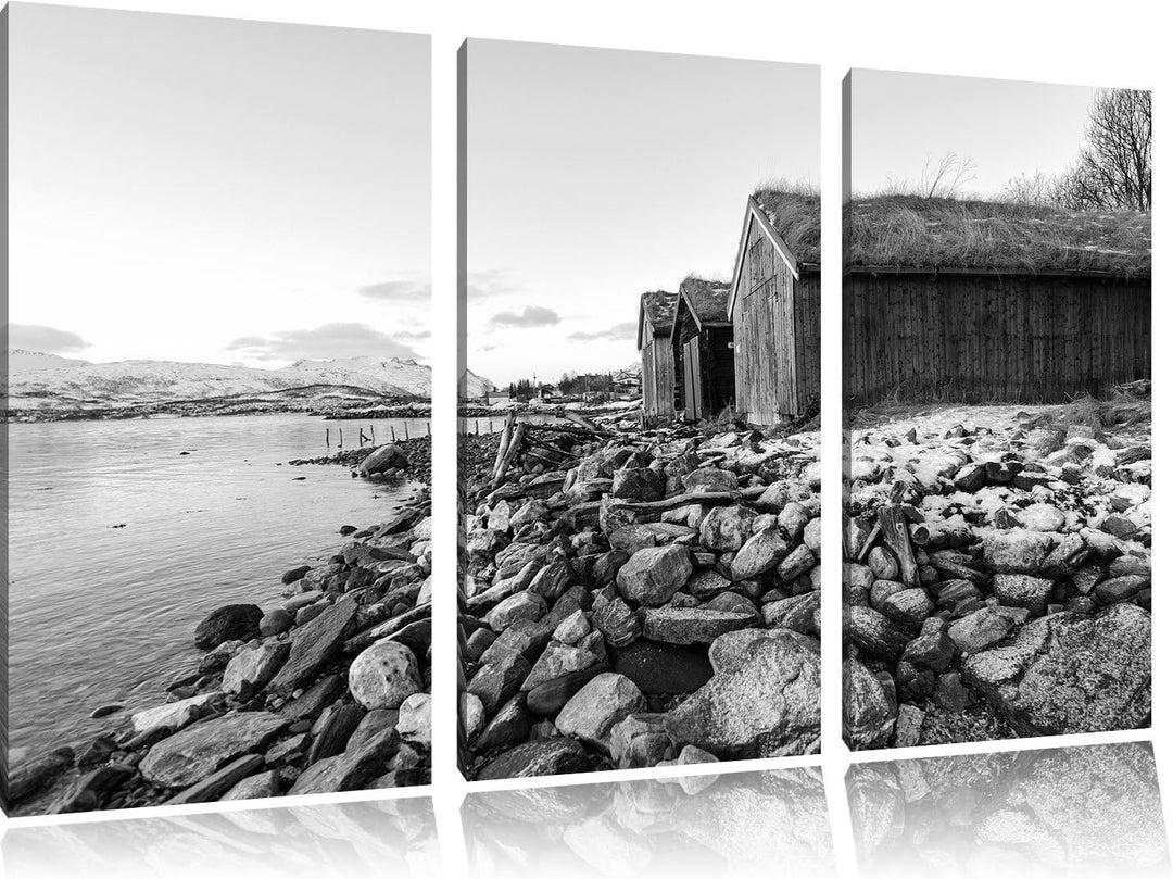 Pixxprint Küste der norwegischen See Tromso als Leinwandbild/Grösse: 3 Teilig (120x80) cm/Wandbild/K