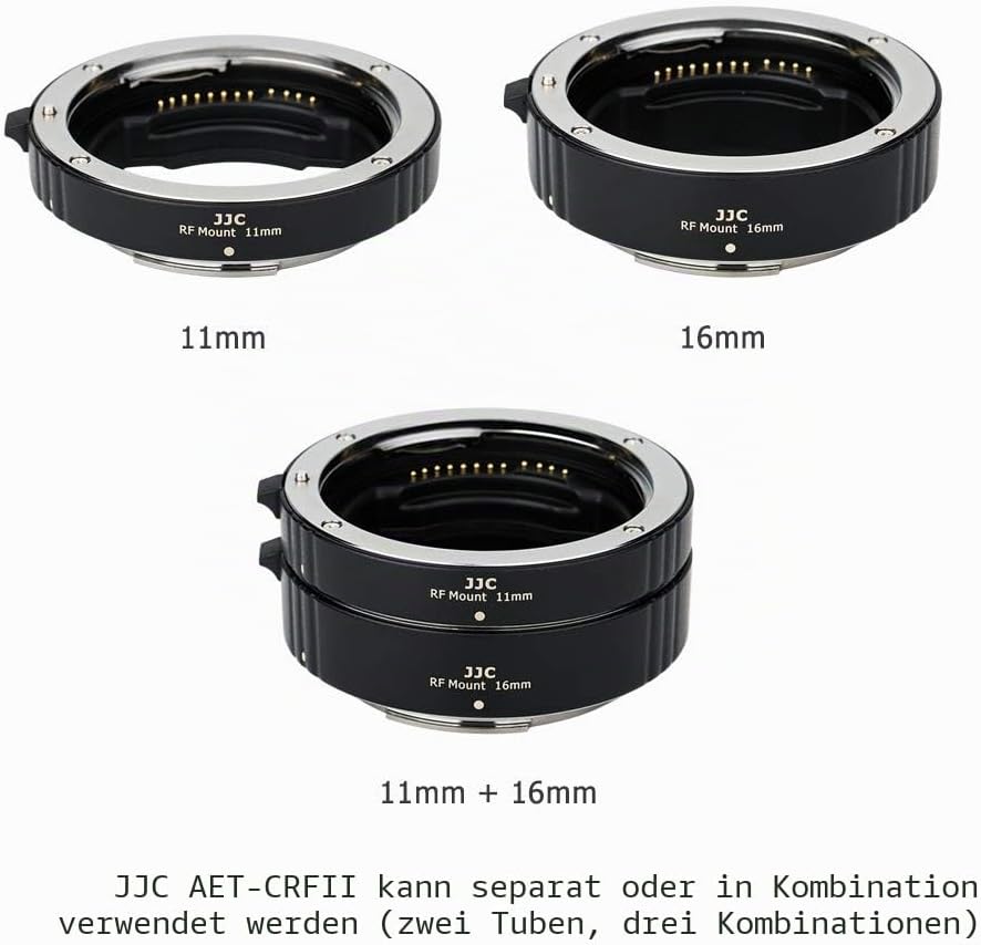 JJC Autofokus Zwischenringe TTL AF-Makro-Verlängerungsrohr-Set 11/16MM für Canon RF Mount EOS R10 R7