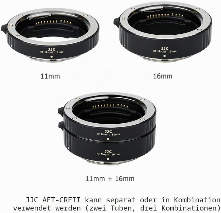 JJC Autofokus Zwischenringe TTL AF-Makro-Verlängerungsrohr-Set 11/16MM für Canon RF Mount EOS R10 R7
