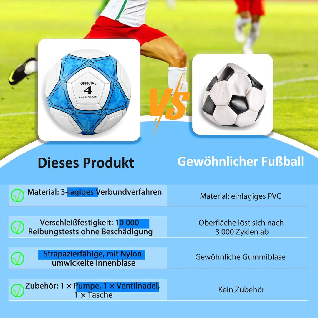 Fussball Grösse 4/5 Kinder,Fussball Kinder,Standard Trainingsfussball, Lederfussball,Verhindern Spre