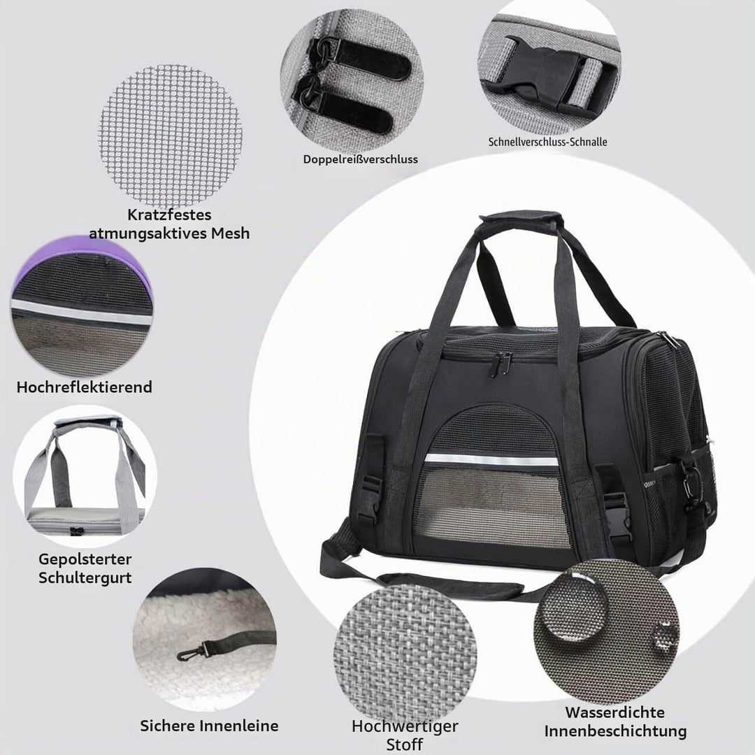 kleine Hunde Transportbox,transportbox Katze, Atmungsaktive und Faltbare Hundebox mit Verstellbarem,