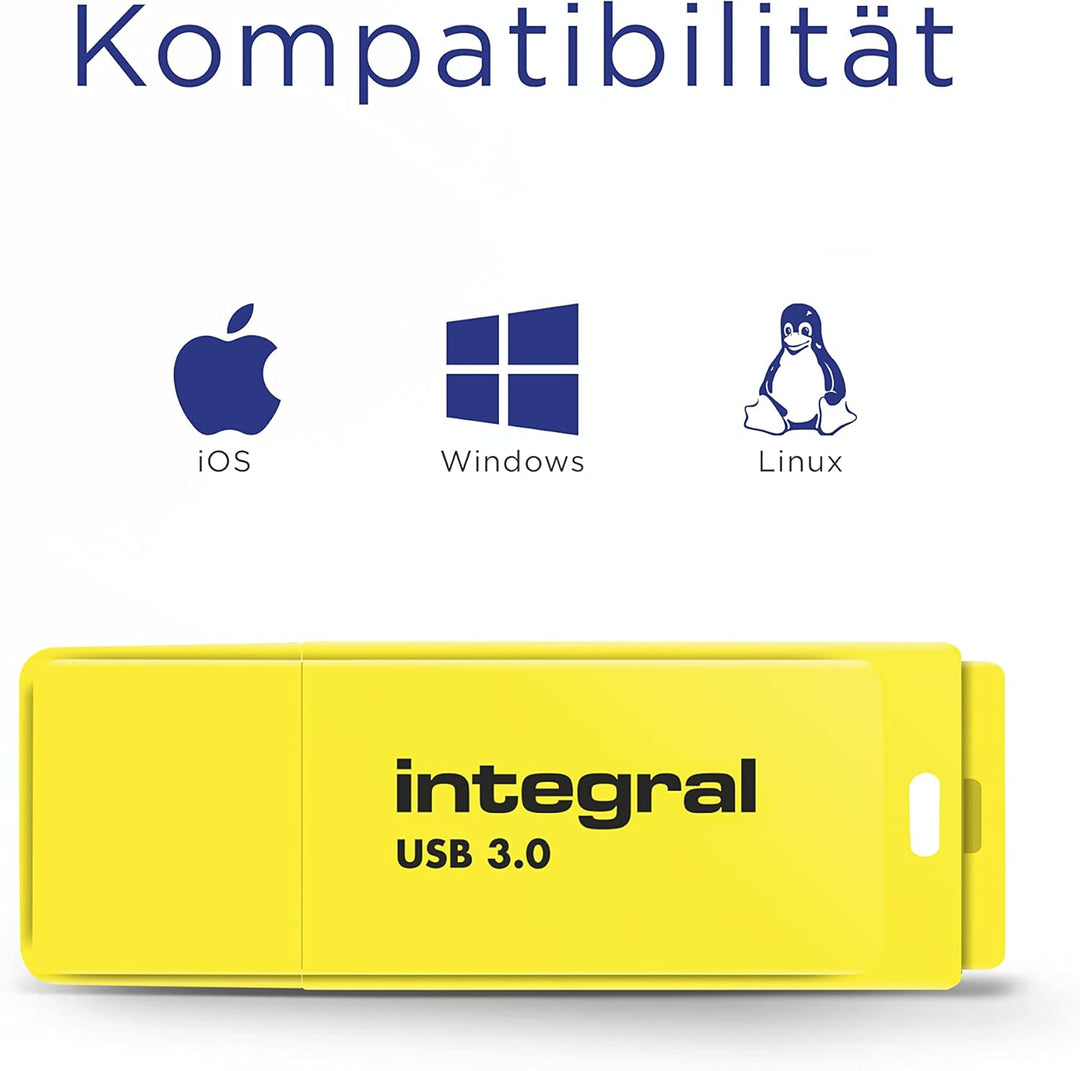 Integral 64GB Neon Gelb USB 3.2 Gen 1 Flash-Laufwerk USB3.0 64GB gelb, USB3.0 64GB gelb