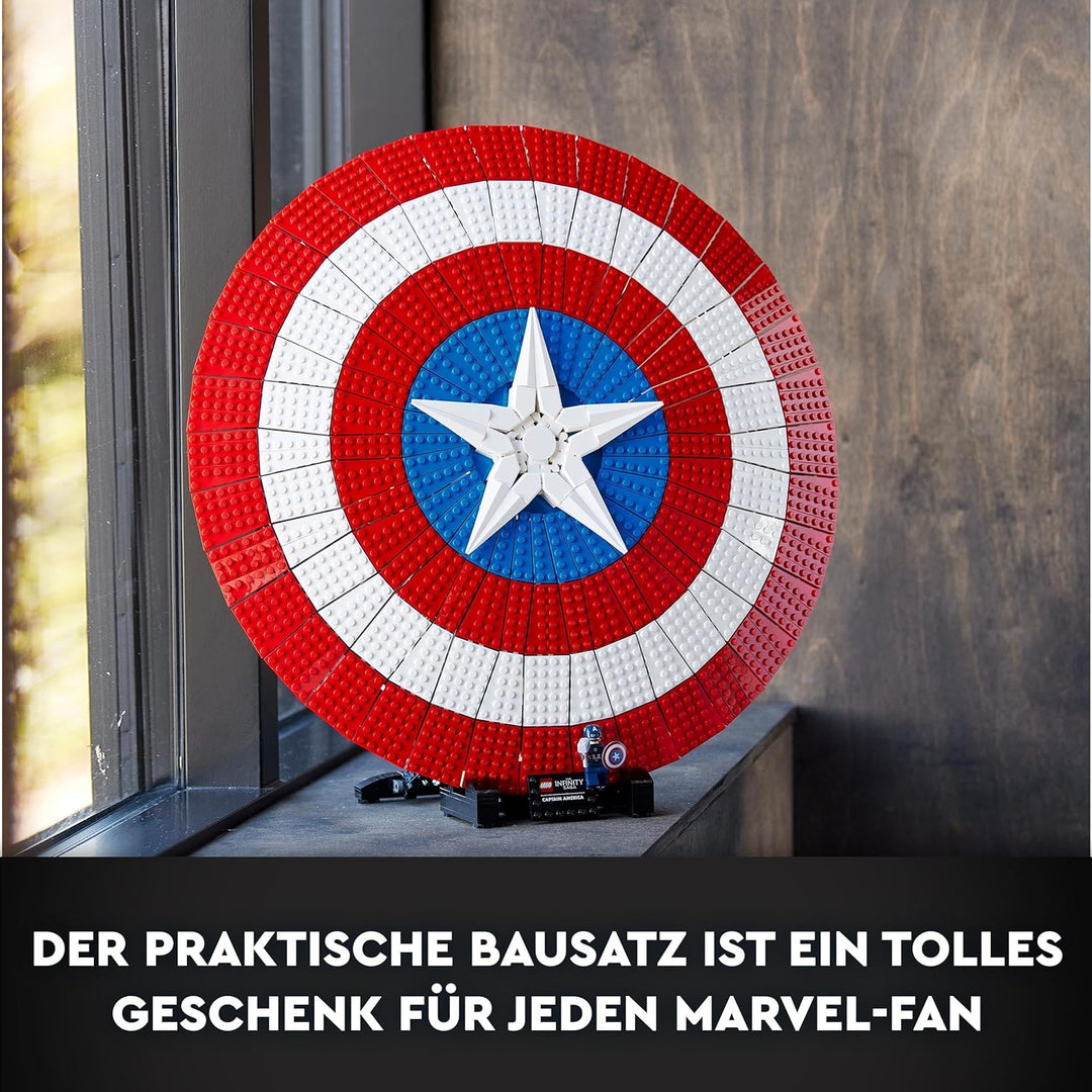 LEGO 76262 Marvel Captain Americas Schild Set, Avengers-Modellbausatz für Erwachsene mit Minifigur,