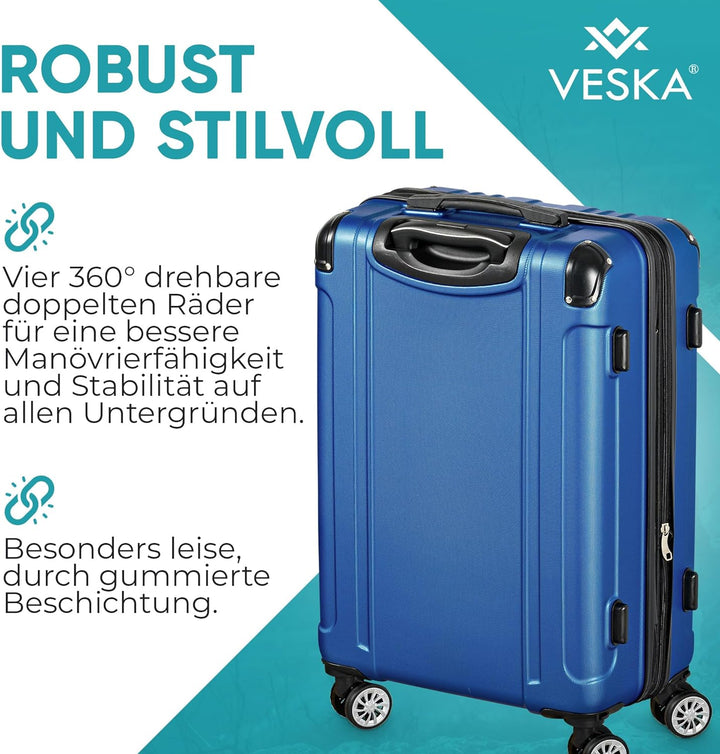 VESKA 3tlg. Hartschalenkofferset Hard Shell Reisekoffer Kofferset Trolley Koffer Hartschalenkoffer R