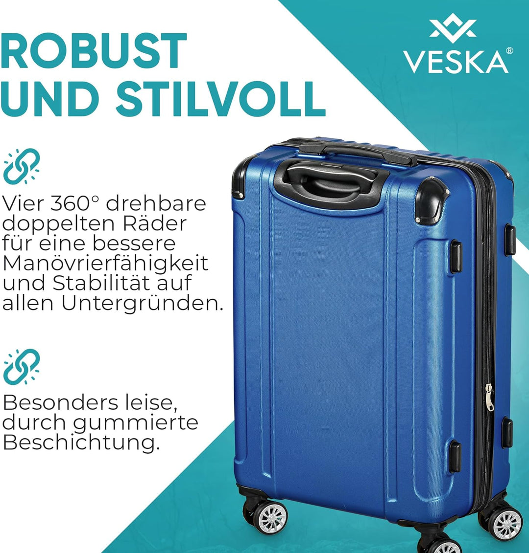 VESKA 3tlg. Hartschalenkofferset Hard Shell Reisekoffer Kofferset Trolley Koffer Hartschalenkoffer R