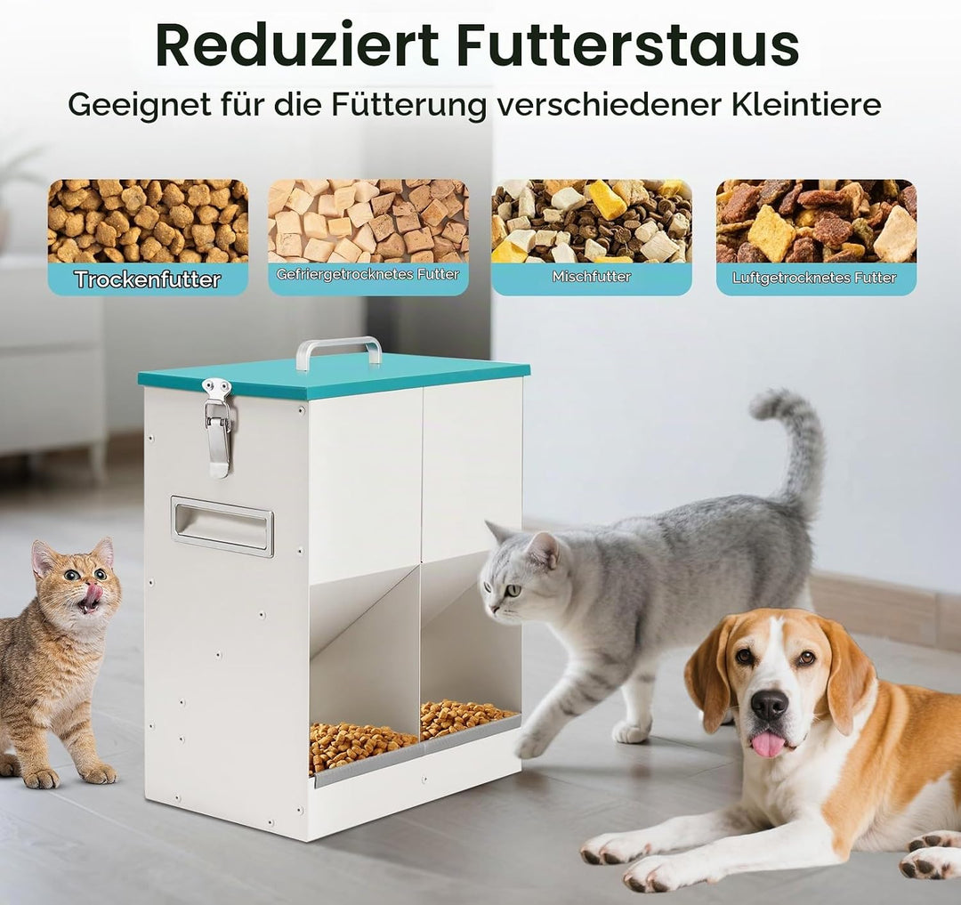 10L Automatische Katzenfutterautomaten 2 Katzen, Dual Gravity Outdoor Trockenfutterspender Doppelter
