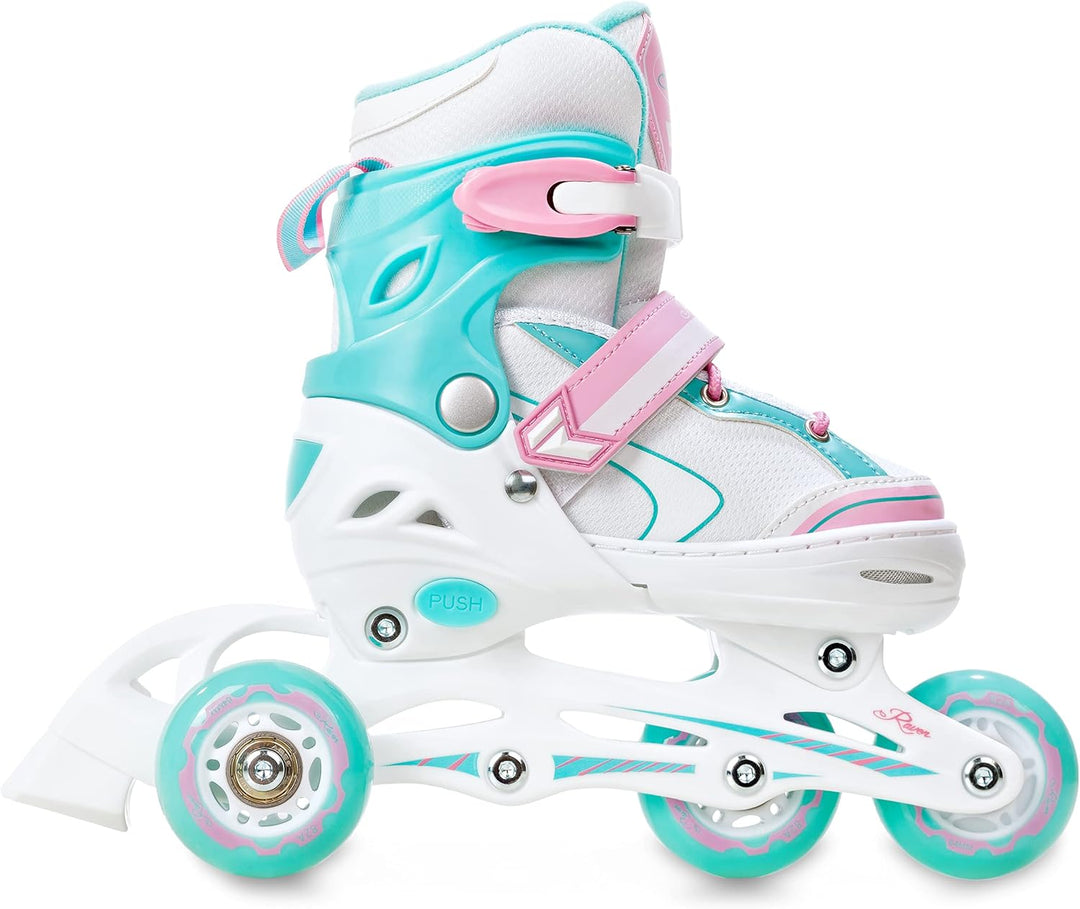 RAVEN 3in1 Inline Skates Triskates Rollschuhe Inliner für Kinder Mädchen verstellbar 27-30 (16,5cm-1
