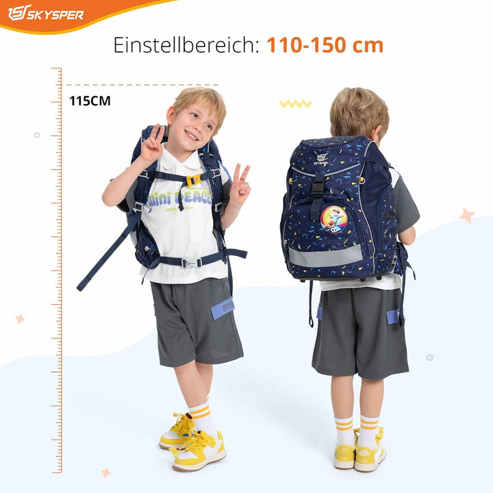 SKYSPER Schulranzen Set 5-teilig für Jungen Mädchen 1. Klasse Grundschule Schulrucksack Sporttasche