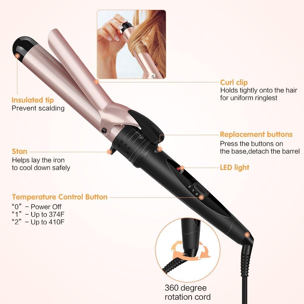 5 in 1 Lockenstab Set -Multifunktions Austauschbare Lockenwickler Set,0.3 bis 1.25 Zoll Lockenstab m