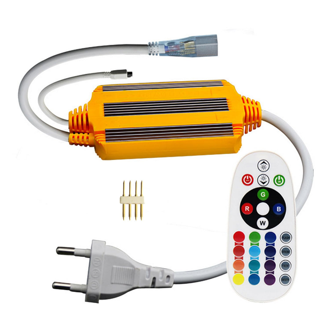 FOLGEMIR 220V Netzteil Trafo für 5050 RGB LED Band, IP68 wasserdicht mit 24-Tasten IR Fernbedienung