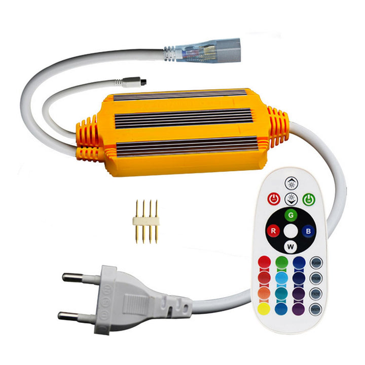 FOLGEMIR 220V Netzteil Trafo für 5050 RGB LED Band, IP68 wasserdicht mit 24-Tasten IR Fernbedienung