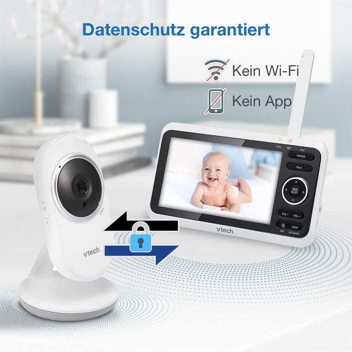 VTech Babymonitor VM350 – Video-Babyphone mit beweglicher Kamera – Klarer Sound, LCD-Farbbildschirm