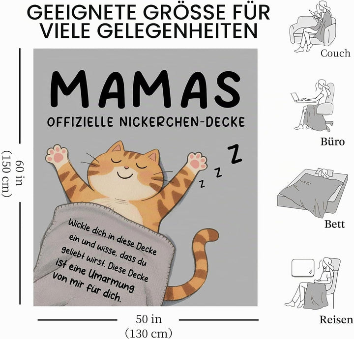 Amorea Mamas offizielle Nickerchen-Decke Lustige Decke für Mama Geburtstag Muttertag Kuscheldecke Ge